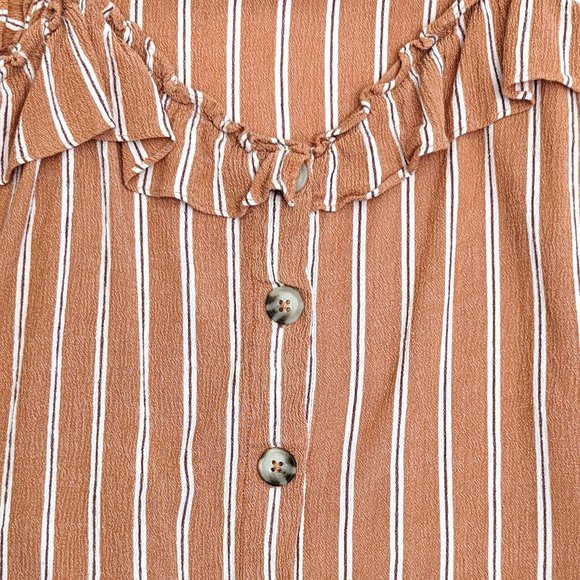 Universal Thread Striped Ruffle Burnt Orange Tank Top Summer Women's Size 2X - Picture 3 of 4